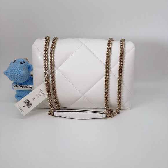 Tory Burch 154704 Kira Diamond Quilt Convertible Shoulder Bag Leather Blanc NWT - Picture 5 of 10